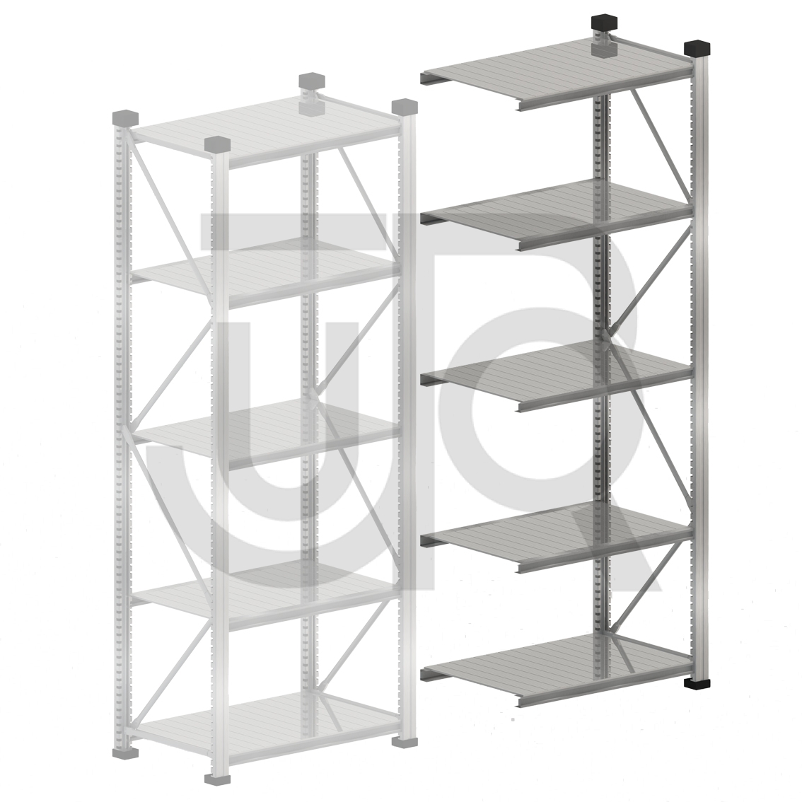Gebruikte legbordstelling USA H2500 x D600 | aanbouwset vak 1200 mm-0