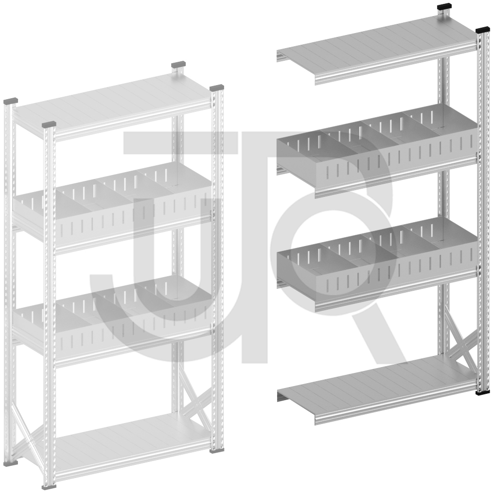 Vakkenstelling H1972 x D320 | aanbouwset vak 1050 mm | rechte opzetranden 100 mm-0