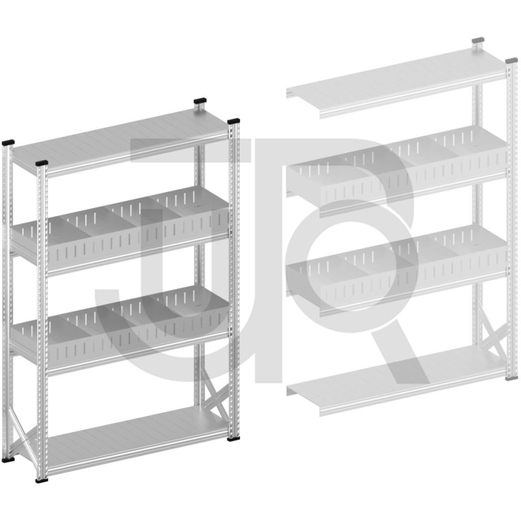 Vakkenstelling H1972 x D500 | startset vak 1350 mm | rechte opzetranden 100 mm-0