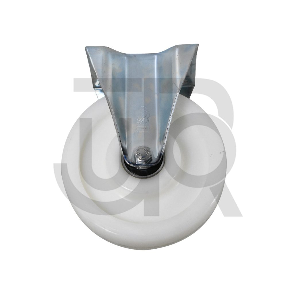 Bokwiel 200 mm, hoogwaardig PA6 wit nylon met kogellager, 950 Kg-0