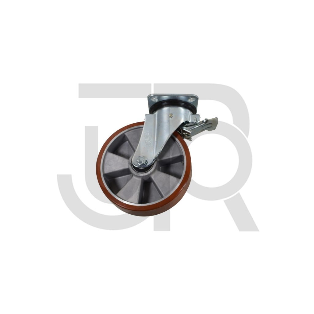 Geremd zwenkwiel 200 mm, polyurethaan met aluminium kern met kogellager, 750 Kg-0