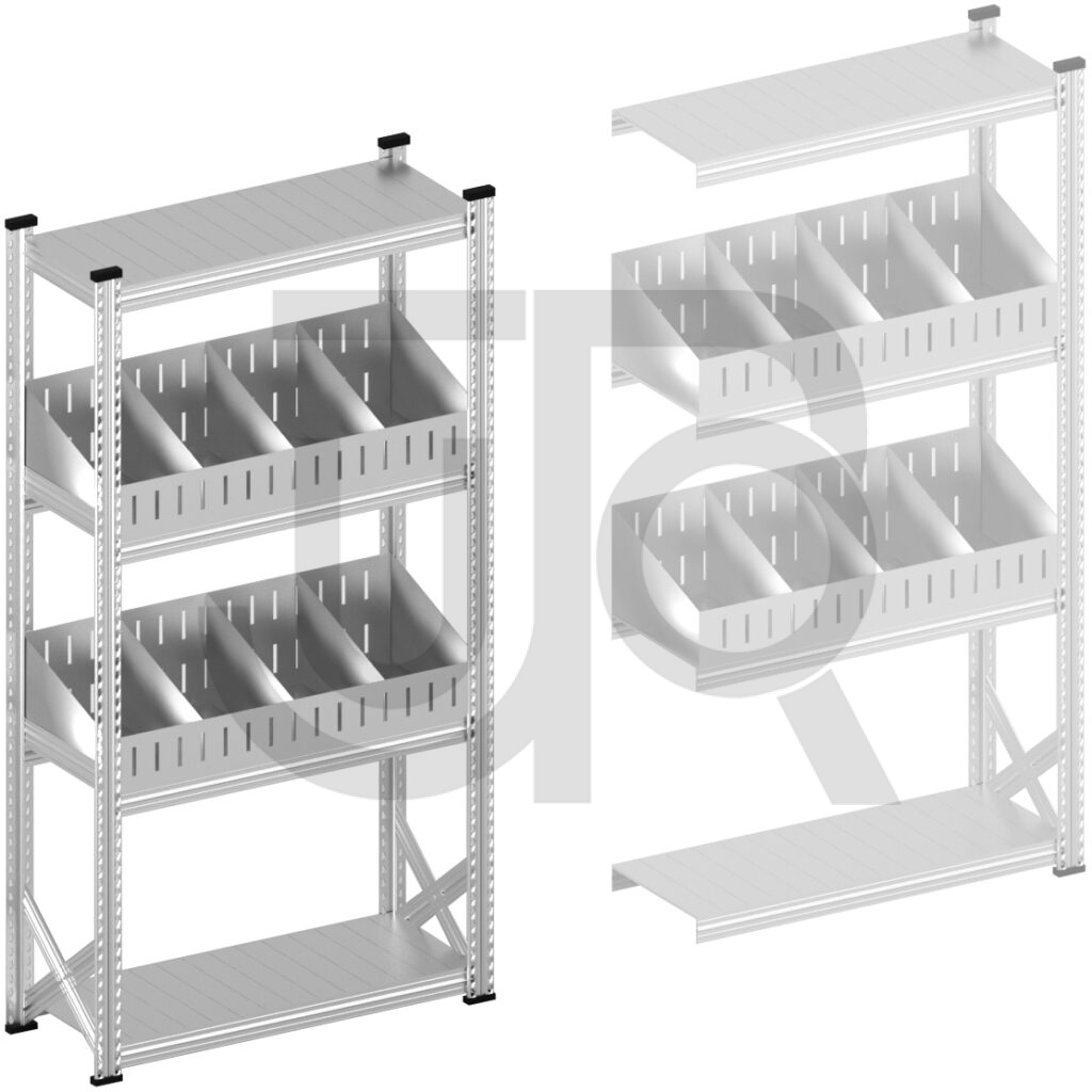 Vakkenstelling H1972 x D320 | startset vak 1050 mm | schuine opzetranden 100-200 mm-0
