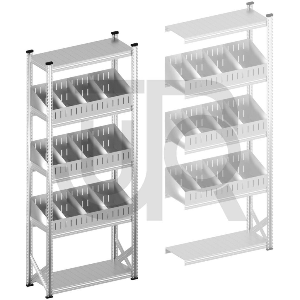 Vakkenstelling H2500 x D400 | startset vak 1050 mm | schuine opzetranden 100-200 mm-0