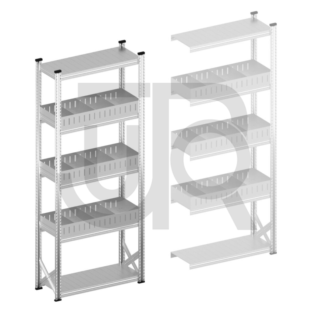 Vakkenstelling H2500 x D400 | startset vak 1050 mm | rechte opzetranden 100 mm-0