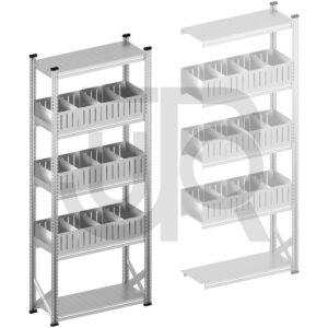 Vakkenstelling H2500 x D400 | startset vak 1050 mm | rechte opzetranden 200 mm-0