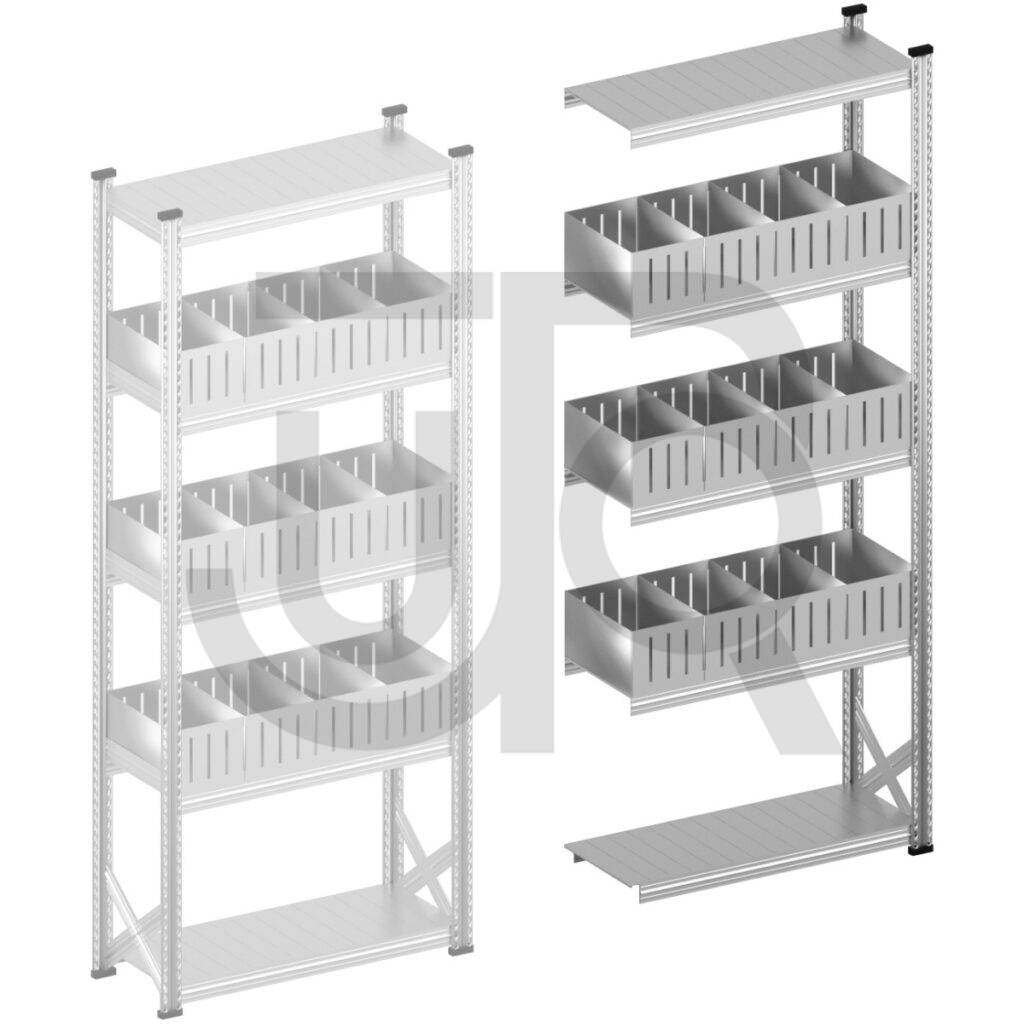 Vakkenstelling H2500 x D400 | aanbouwset vak 1050 mm | rechte opzetranden 200 mm-0