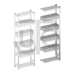 Vakkenstelling H3028 x D320 | aanbouwset vak 1050 mm | rechte opzetranden 100 mm-0