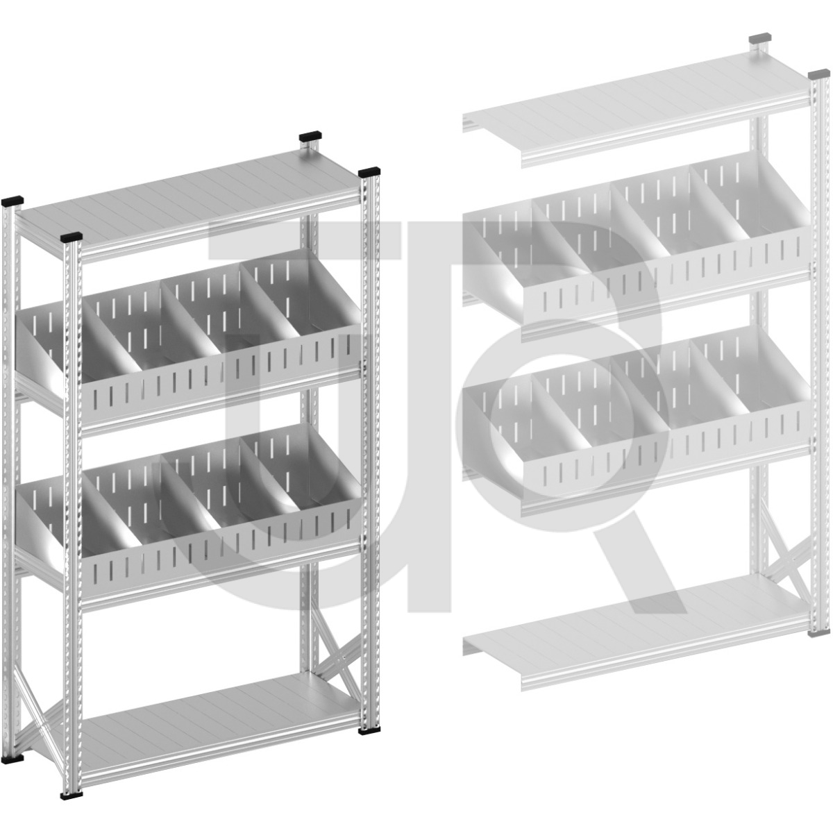 Vakkenstelling H1972 x D400 | startset vak 1200 mm | schuine opzetranden 100-200 mm-0