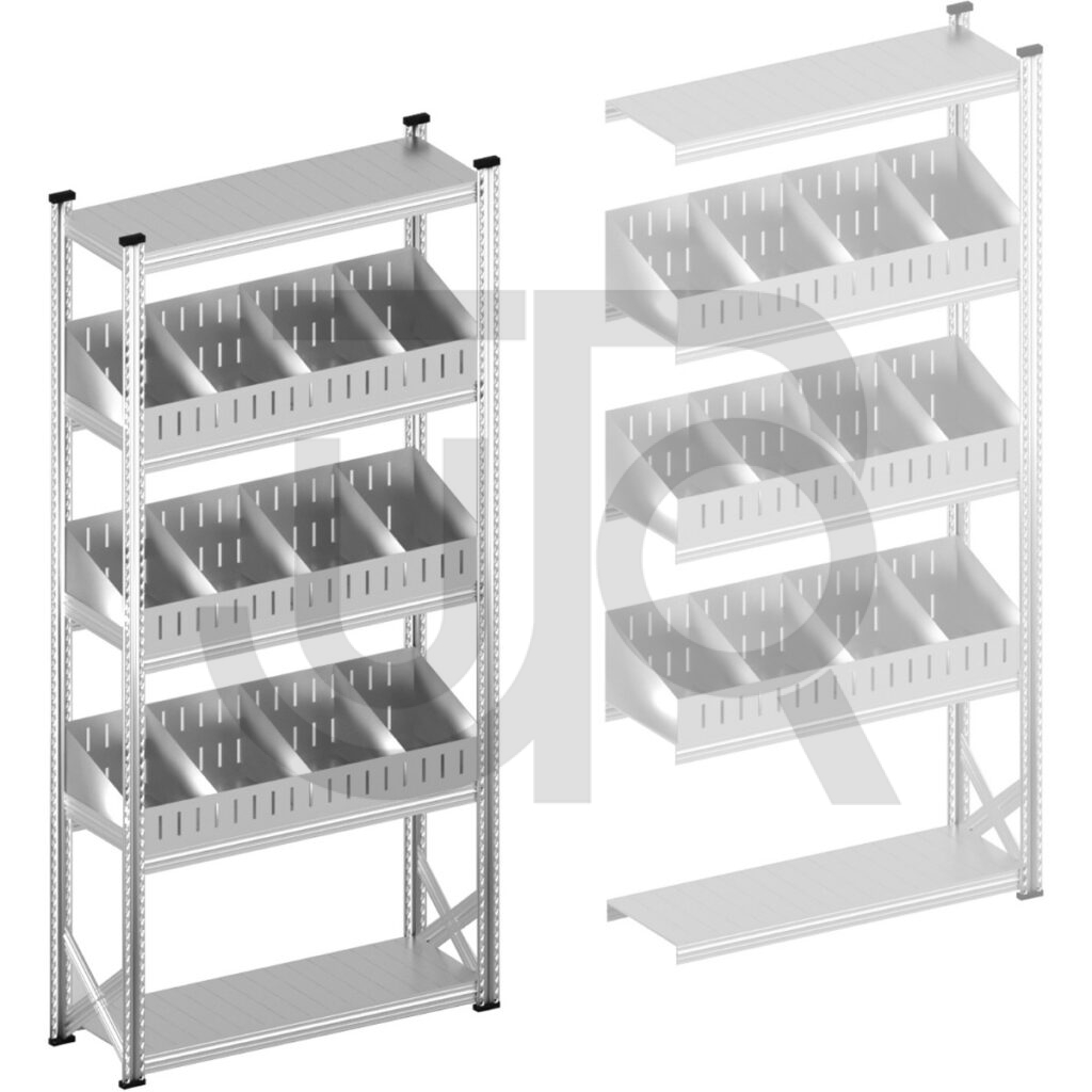 Vakkenstelling H2500 x D400 | startset vak 1200 mm | schuine opzetranden 100-200 mm-0