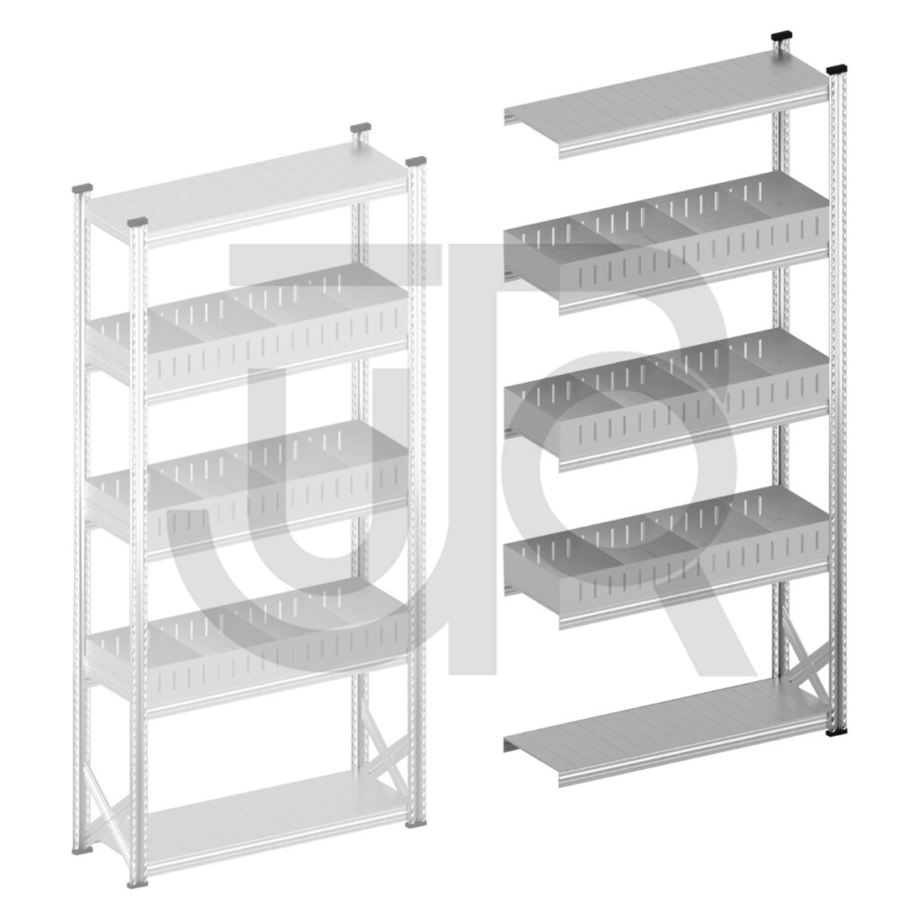Vakkenstelling H2500 x D400 | aanbouwset vak 1200 mm | rechte opzetranden 100 mm-0