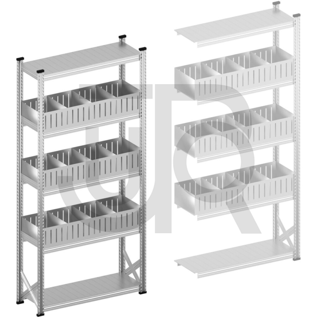 Vakkenstelling H2500 x D400 | startset vak 1200 mm | rechte opzetranden 200 mm-0