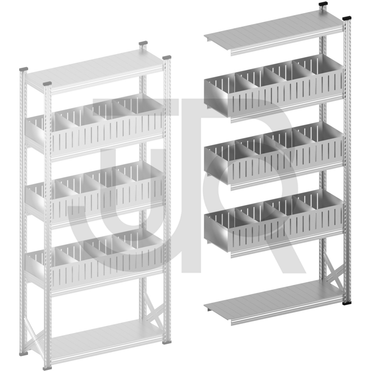 Vakkenstelling H2500 x D400 | aanbouwset vak 1200 mm | rechte opzetranden 200 mm-0