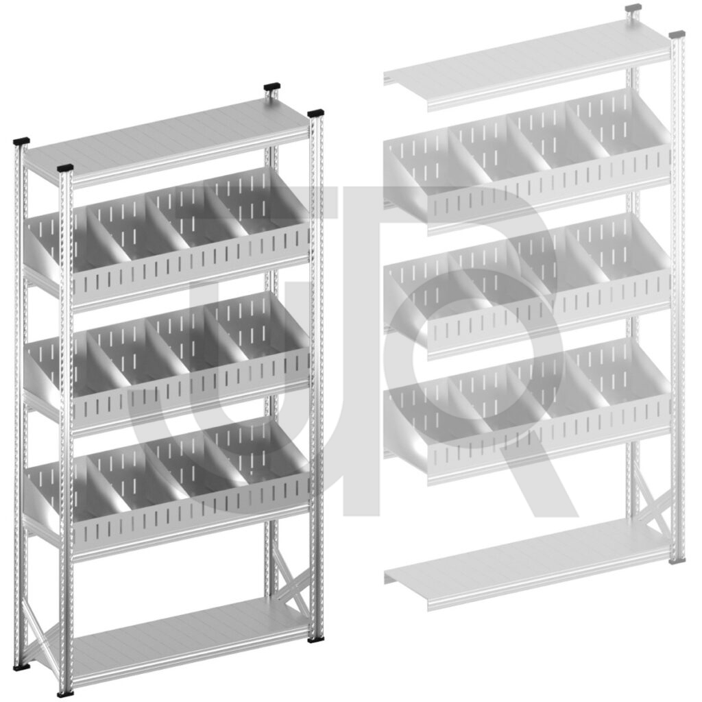 Vakkenstelling H2500 x D320 | startset vak 1350 mm | schuine opzetranden 100-200 mm-0