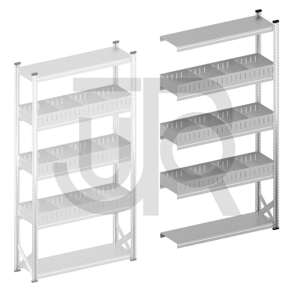 Vakkenstelling H2500 x D400 | aanbouwset vak 1350 mm | rechte opzetranden 100 mm-0