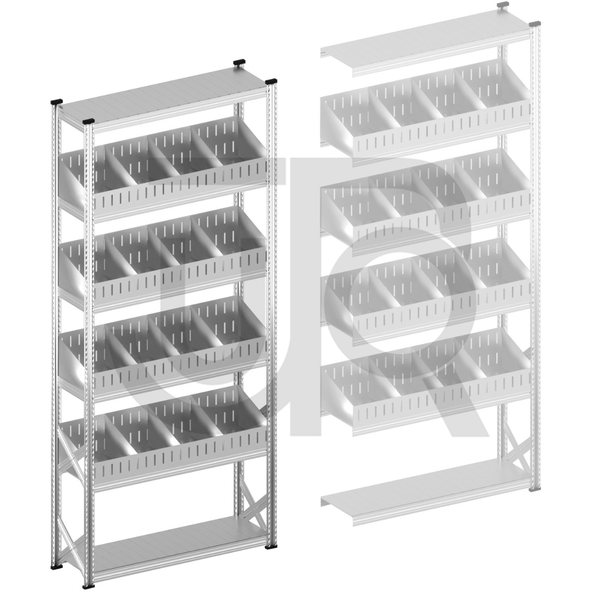 Vakkenstelling H3028 x D320 | startset vak 1350 mm | schuine opzetranden 100-200 mm-0
