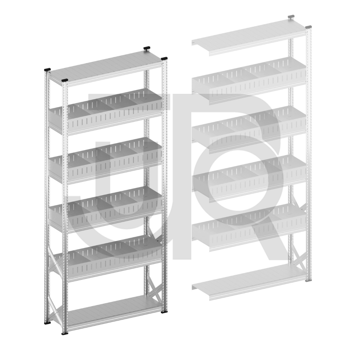 Vakkenstelling H3028 x D320 | startset vak 1350 mm | rechte opzetranden 100 mm-0