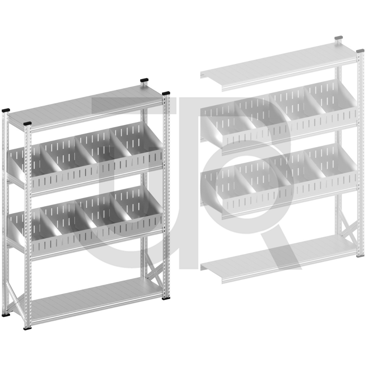 Vakkenstelling H1972 x D400 | startset vak 1500 mm | schuine opzetranden 100-200 mm-0
