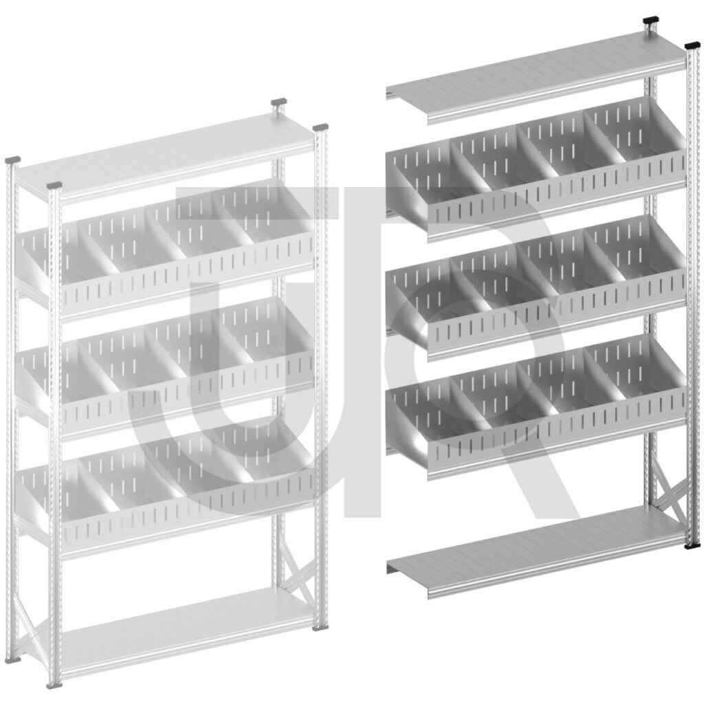 Vakkenstelling H2500 x D400 | aanbouwset vak 1500 mm | schuine opzetranden 100-200 mm-0