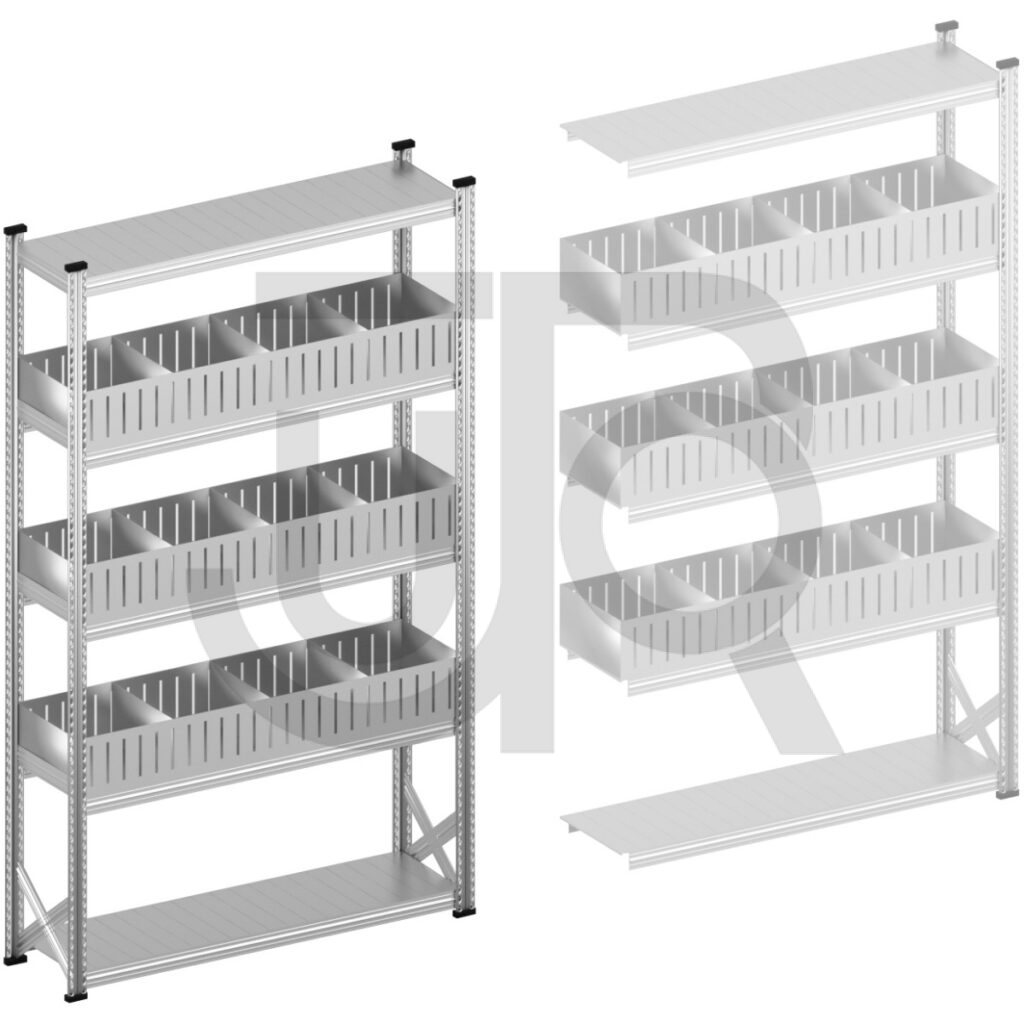 Vakkenstelling H2500 x D320 | startset vak 1500 mm | rechte opzetranden 200 mm-0