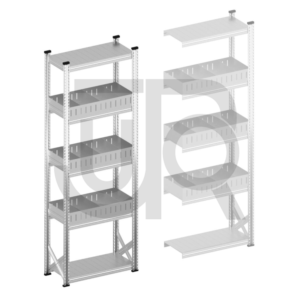 Vakkenstelling H2500 x D320 | startset vak 900 mm | rechte opzetranden 100 mm-0