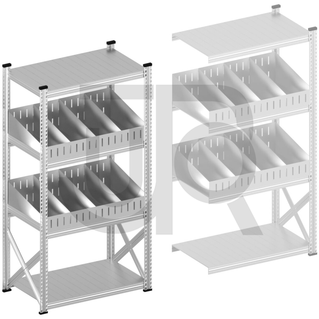 Vakkenstelling H1972 x D600 | startset vak 1050 mm | schuine opzetranden 100-200 mm-0