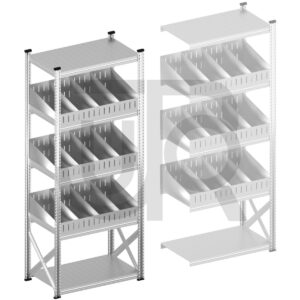 Vakkenstelling H2500 x D600 | startset vak 1050 mm | schuine opzetranden 100-200 mm-0