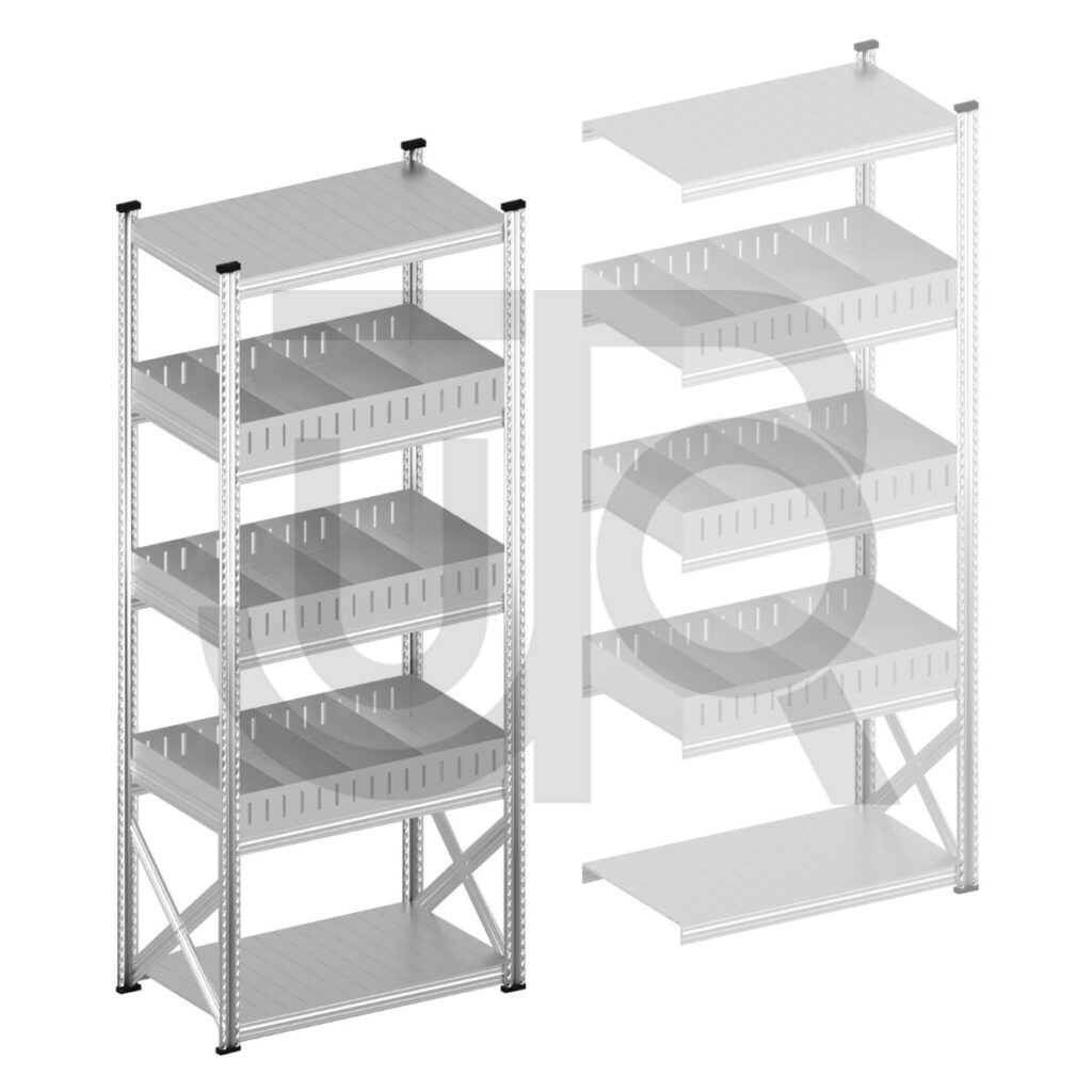 Vakkenstelling H2500 x D600 | startset vak 1050 mm | rechte opzetranden 100 mm-0
