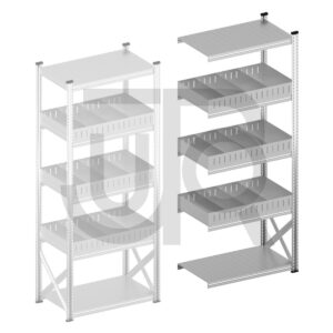 Vakkenstelling H2500 x D600 | aanbouwset vak 1050 mm | rechte opzetranden 100 mm-0