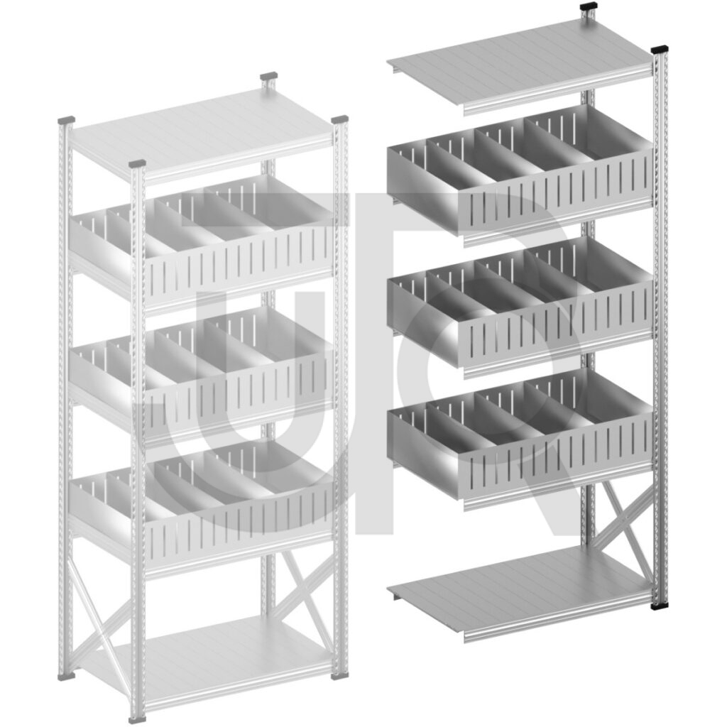 Vakkenstelling H2500 x D500 | aanbouwset vak 1050 mm | rechte opzetranden 200 mm-0