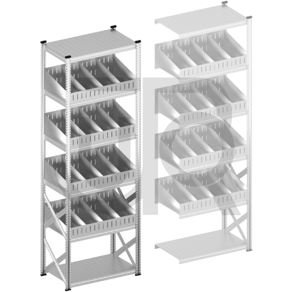 Vakkenstelling H3028 x D500 | startset vak 1050 mm | schuine opzetranden 100-200 mm-0