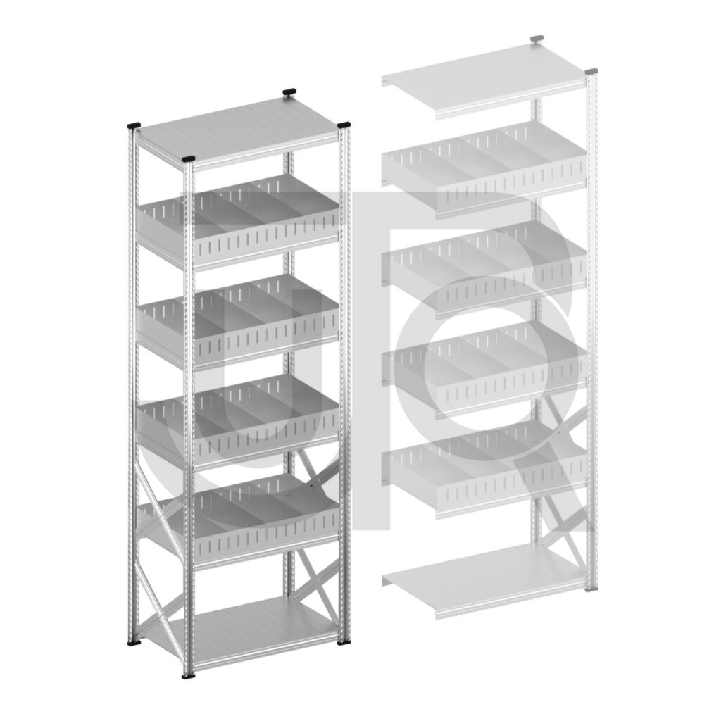 Vakkenstelling H3028 x D600 | startset vak 1050 mm | rechte opzetranden 100 mm-0
