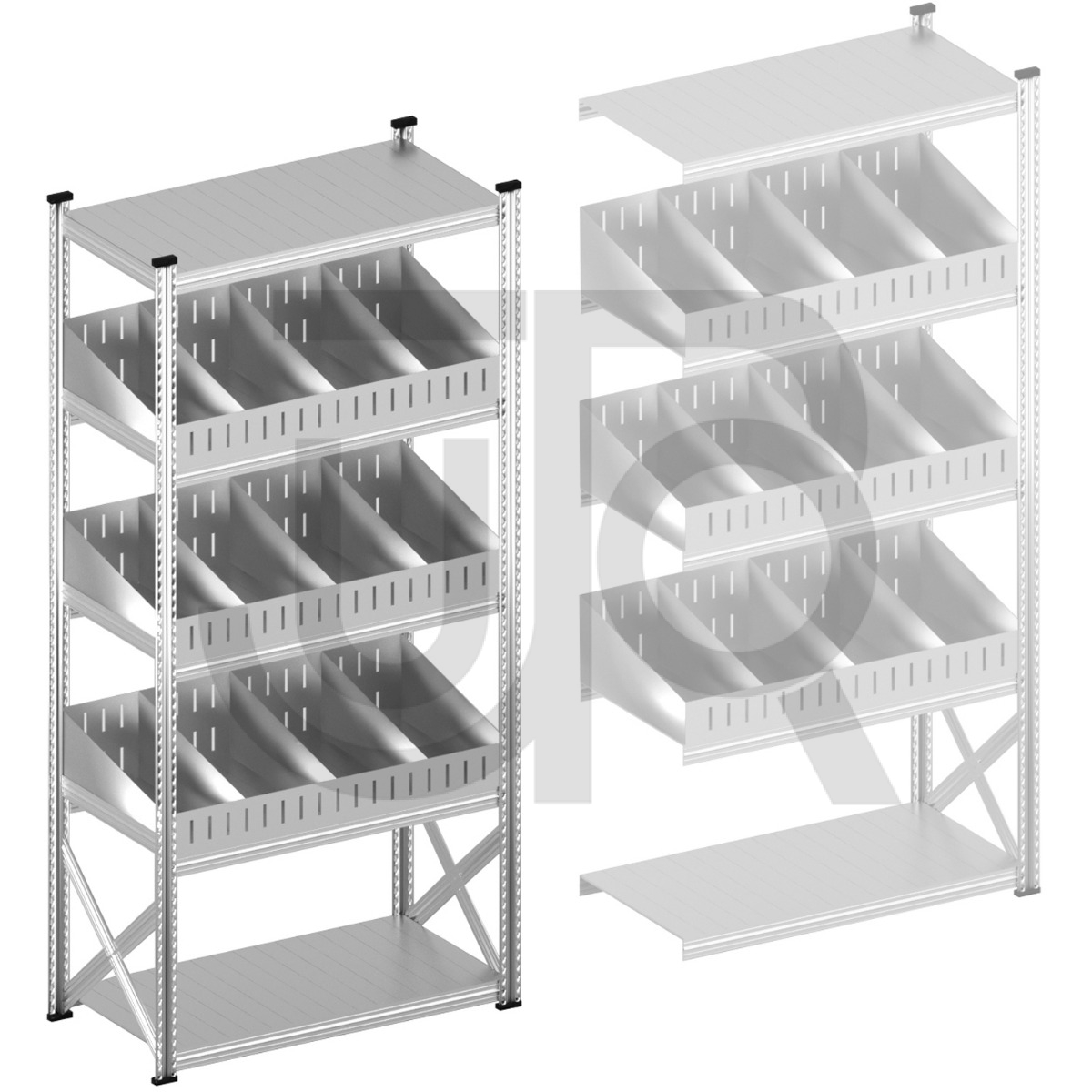 Vakkenstelling H2500 x D500 | startset vak 1200 mm | schuine opzetranden 100-200 mm-0