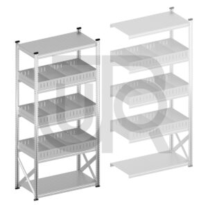Vakkenstelling H2500 x D600 | startset vak 1200 mm | rechte opzetranden 100 mm-0