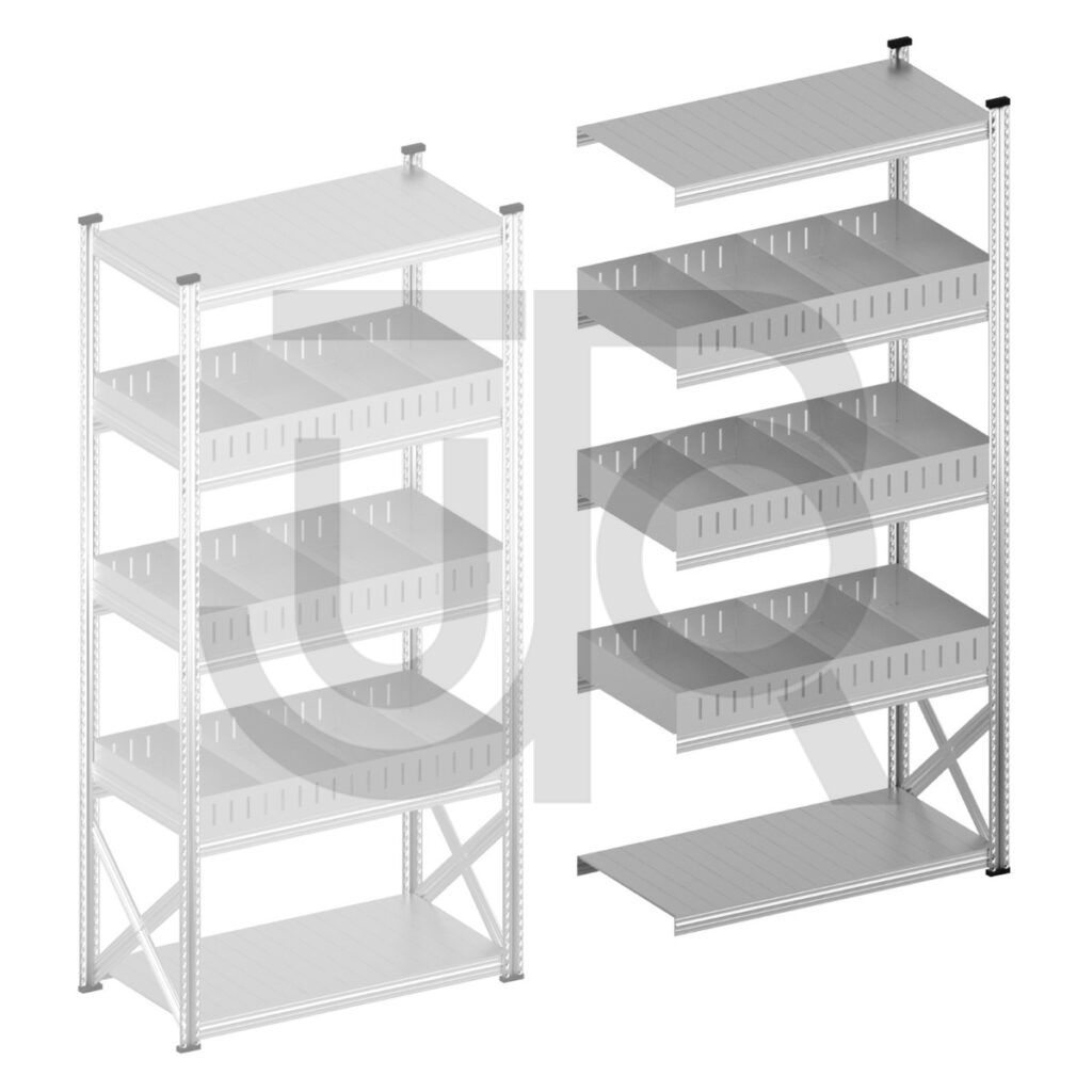 Vakkenstelling H2500 x D600 | aanbouwset vak 1200 mm | rechte opzetranden 100 mm-0