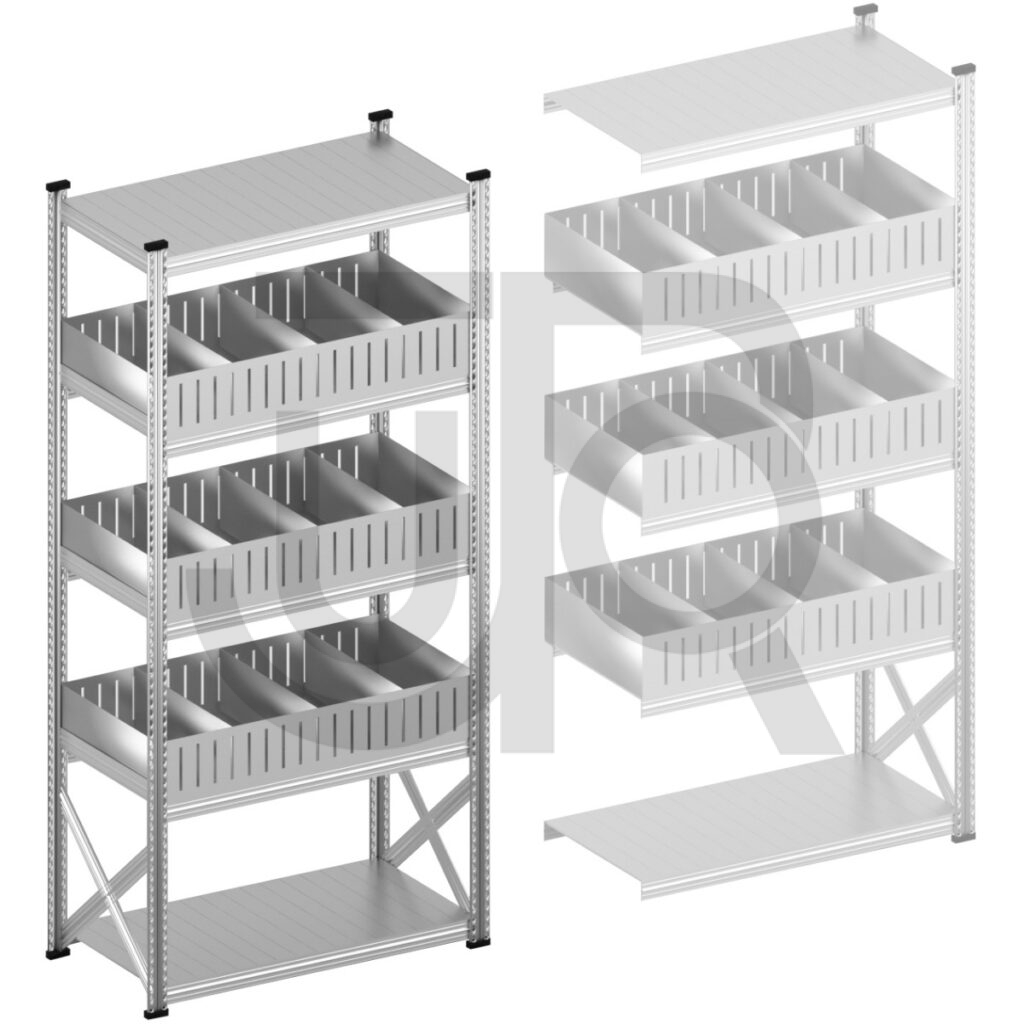 Vakkenstelling H2500 x D600 | startset vak 1200 mm | rechte opzetranden 200 mm-0