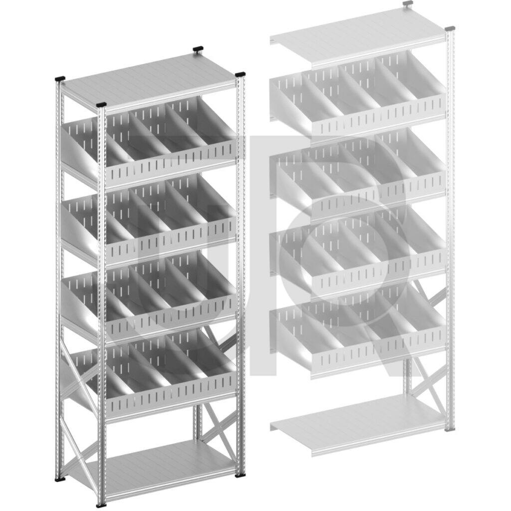 Vakkenstelling H3028 x D500 | startset vak 1200 mm | schuine opzetranden 100-200 mm-0