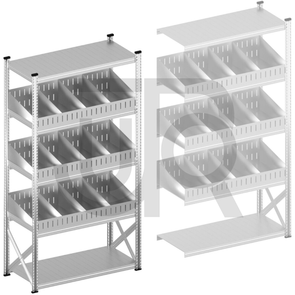 Vakkenstelling H2500 x D600 | startset vak 1350 mm | schuine opzetranden 100-200 mm-0