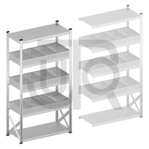 Vakkenstelling H2500 x D600 | startset vak 1350 mm | rechte opzetranden 100 mm-0