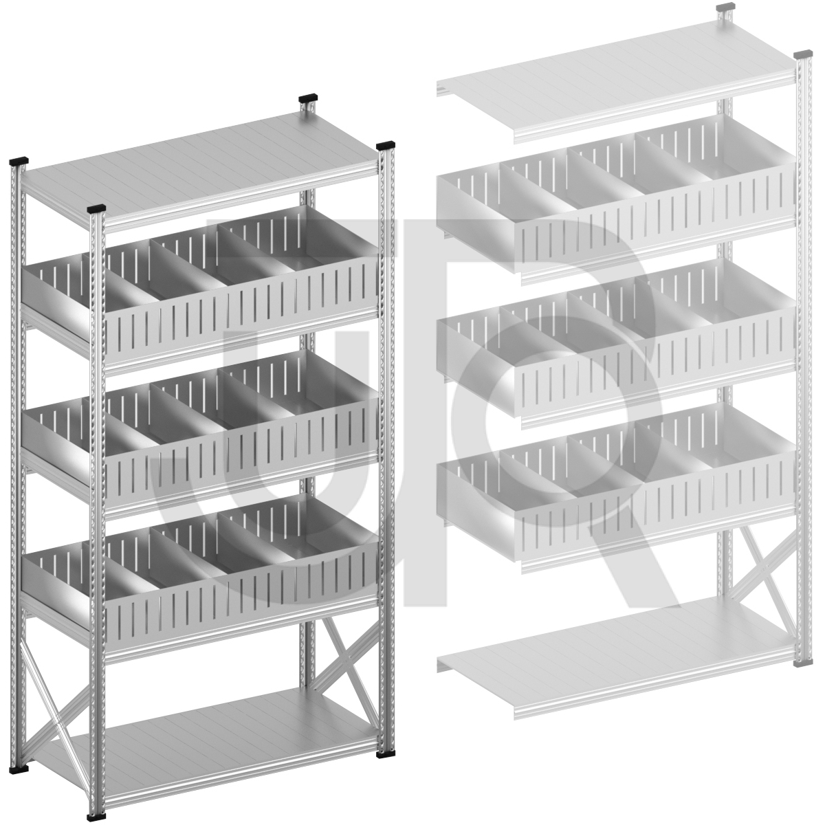 Vakkenstelling H2500 x D500 | startset vak 1350 mm | rechte opzetranden 200 mm-0