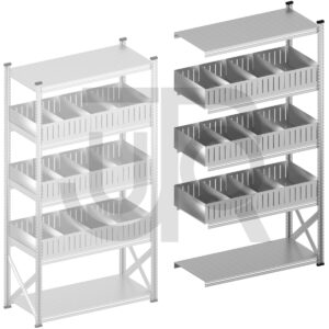 Vakkenstelling H2500 x D500 | aanbouwset vak 1350 mm | rechte opzetranden 200 mm-0