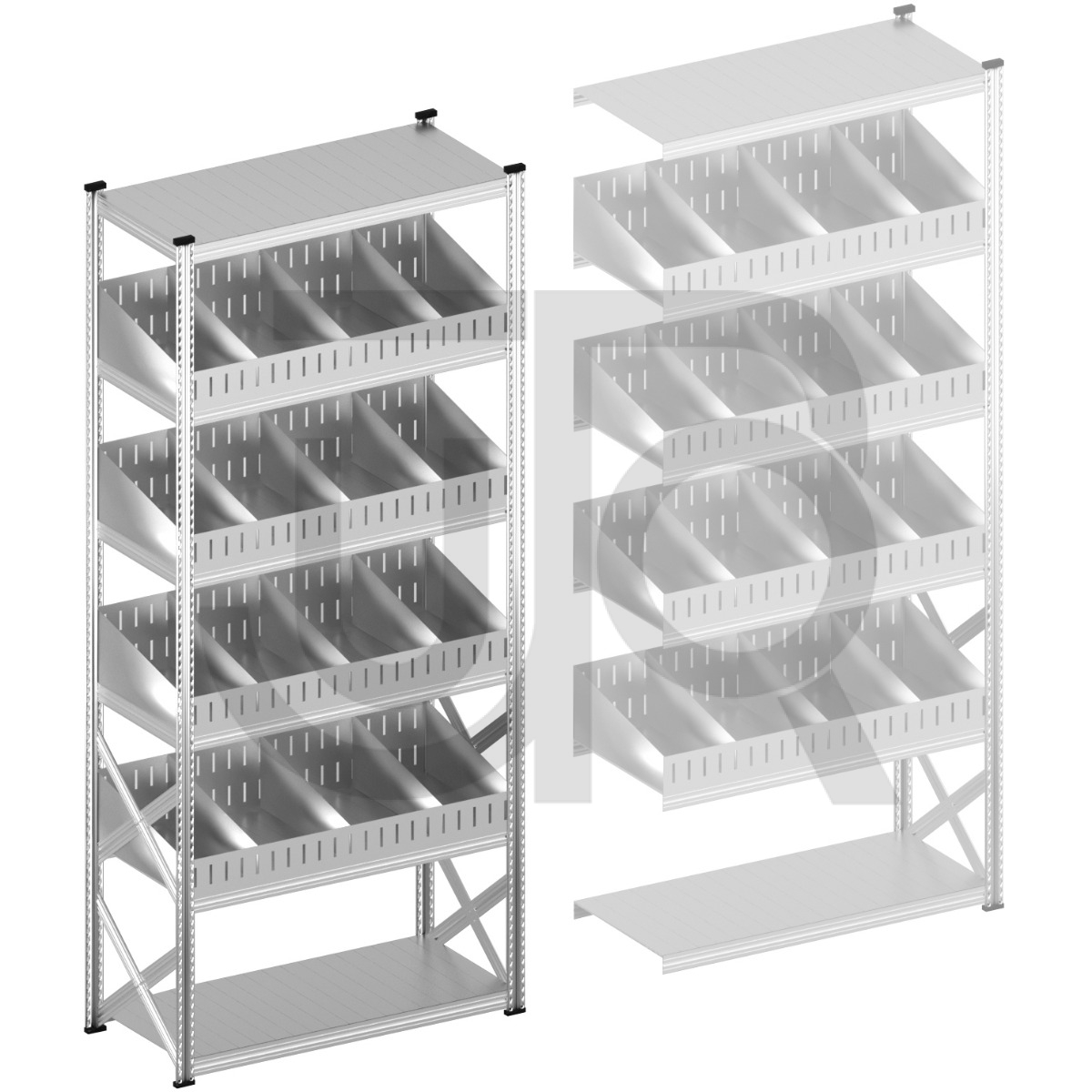 Vakkenstelling H3028 x D600 | startset vak 1350 mm | schuine opzetranden 100-200 mm-0