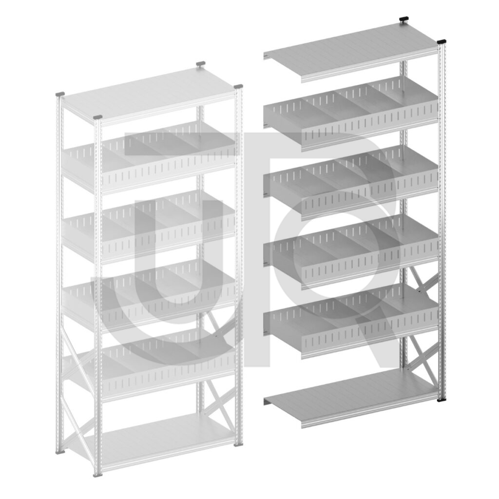 Vakkenstelling H3028 x D600 | aanbouwset vak 1350 mm | rechte opzetranden 100 mm-0