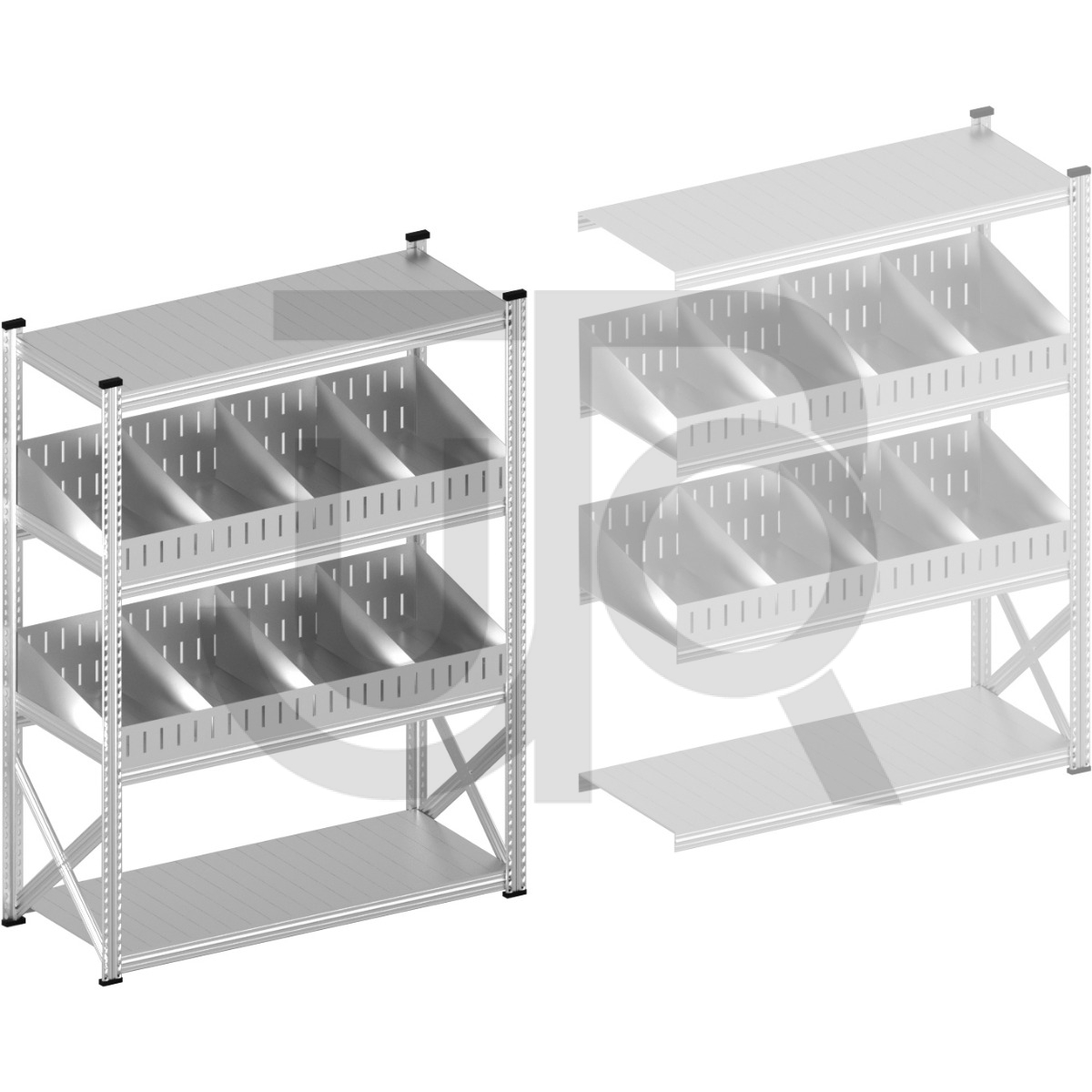 Vakkenstelling H1972 x D600 | startset vak 1500 mm | schuine opzetranden 100-200 mm-0