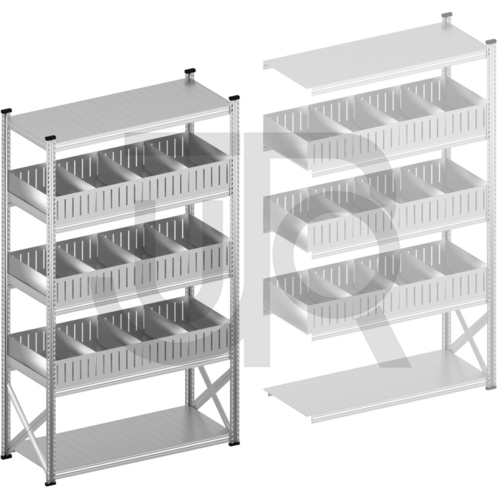 Vakkenstelling H2500 x D500 | startset vak 1500 mm | rechte opzetranden 200 mm-0