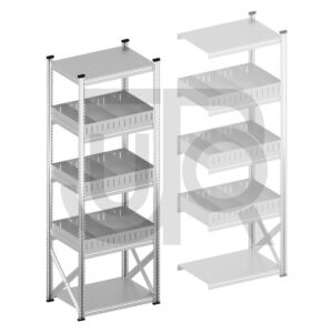 Vakkenstelling H2500 x D500 | startset vak 900 mm | rechte opzetranden 100 mm-0