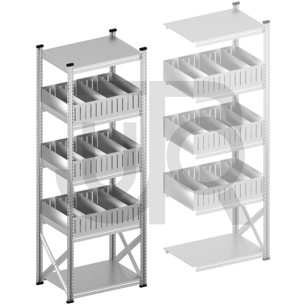 Vakkenstelling H2500 x D600 | startset vak 900 mm | rechte opzetranden 200 mm-0