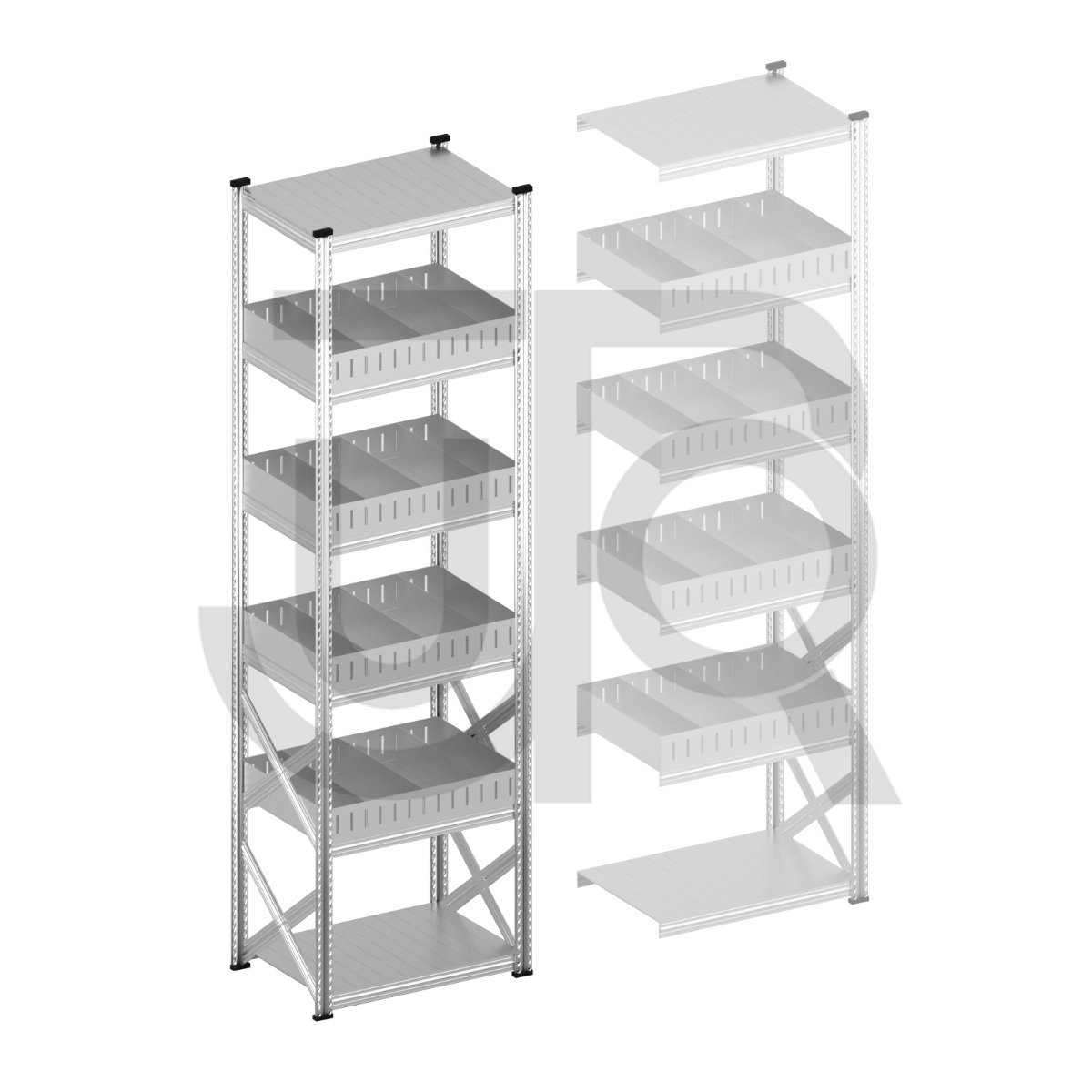 Vakkenstelling H3028 x D500 | startset vak 900 mm | rechte opzetranden 100 mm-0