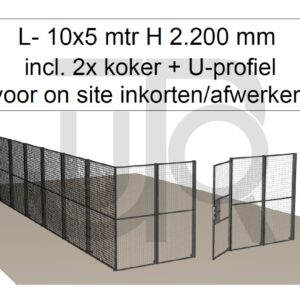 Scheidingswand Troax L-vorm, 5009x10051x2200 mm (BxLxH) incl. 1 afsluitbare deur-0