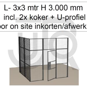 Scheidingswand Troax L-vorm, 3003x3036x3000 mm (BxLxH) incl. 1 afsluitbare deur-0