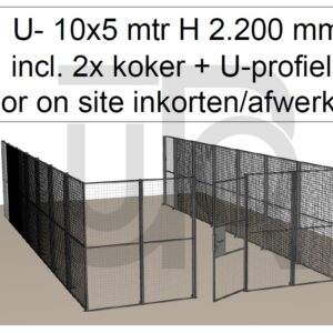 Scheidingswand Troax U-vorm, 5009x10051x2200 mm (BxLxH) incl. 1 afsluitbare deur-0